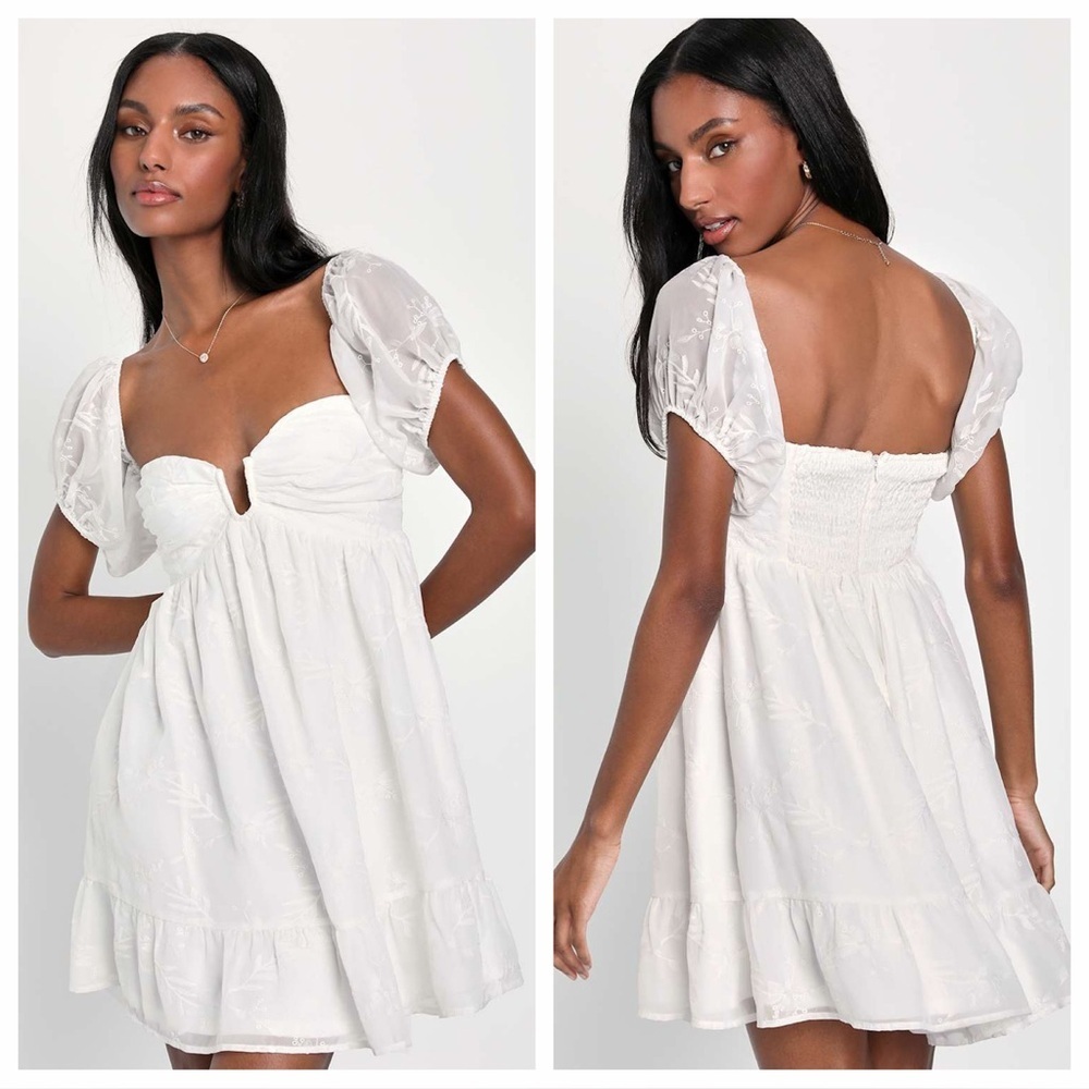 Lulus Cutest Icon White Embroidered Off-the-Shoulder Mini
Dress